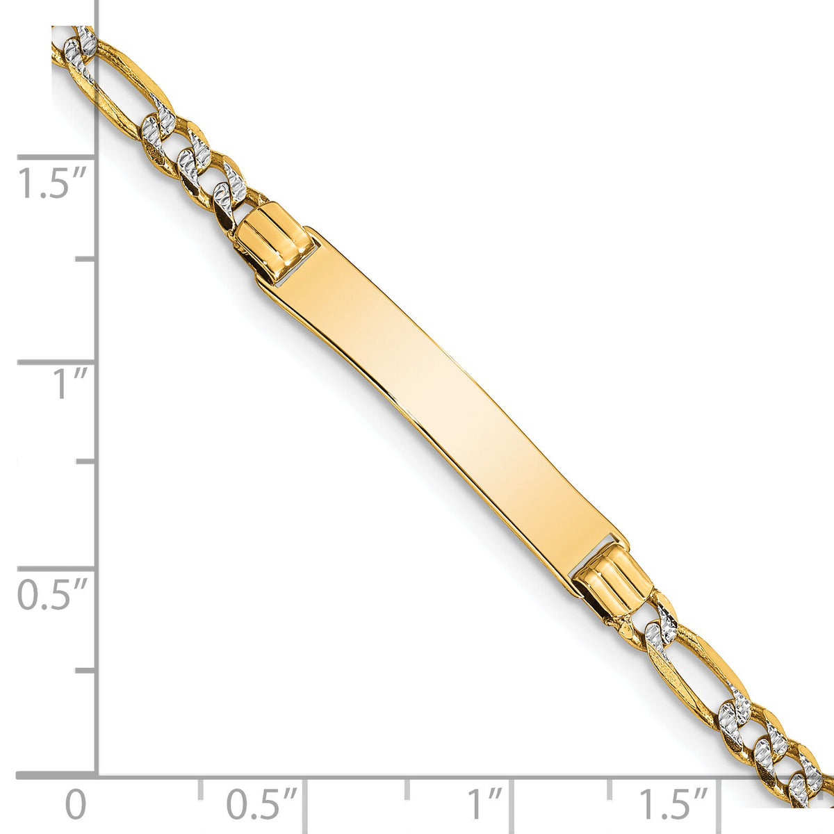 14k w/Rhodium Children's PavÃ© Figaro Link ID Bracelet-BID47-6