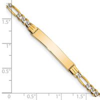 14k w/Rhodium Children's PavÃ© Figaro Link ID Bracelet-BID47-6