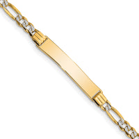 14k w/Rhodium Children's PavÃ© Figaro Link ID Bracelet-BID47-6