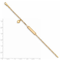 14k Dangling Heart Children's Figaro Link ID Bracelet-BID55-6