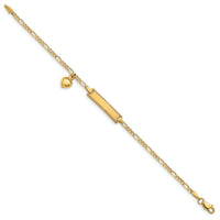 14k Dangling Heart Children's Figaro Link ID Bracelet-BID55-6