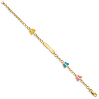 14k Children's Enameled Butterflies w/.5in ext. ID Bracelet-BID59-6