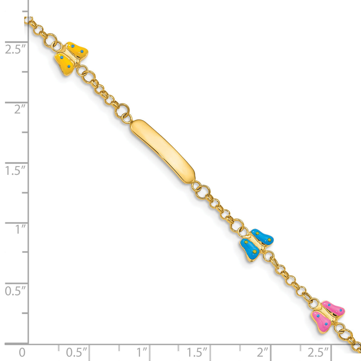 14k Children's Enameled Butterflies w/.5in ext. ID Bracelet-BID59-6