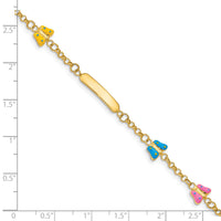 14k Children's Enameled Butterflies w/.5in ext. ID Bracelet-BID59-6