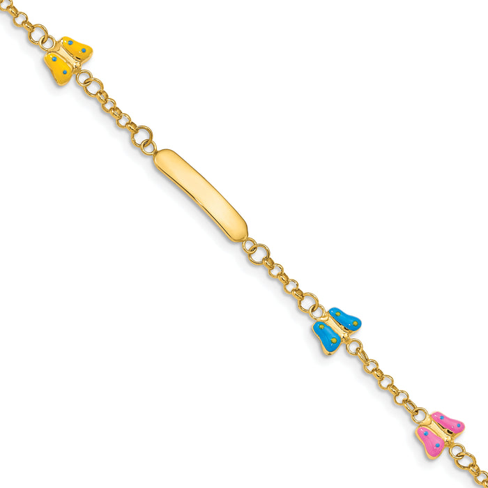 14k Children's Enameled Butterflies w/.5in ext. ID Bracelet-BID59-6