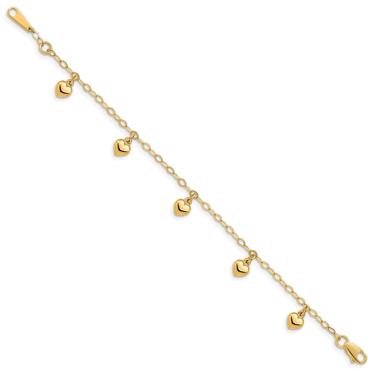 14K Child's Puffed Heart Charm Bracelet-BID83-6