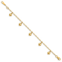 14K Child's Puffed Heart Charm Bracelet-BID83-6