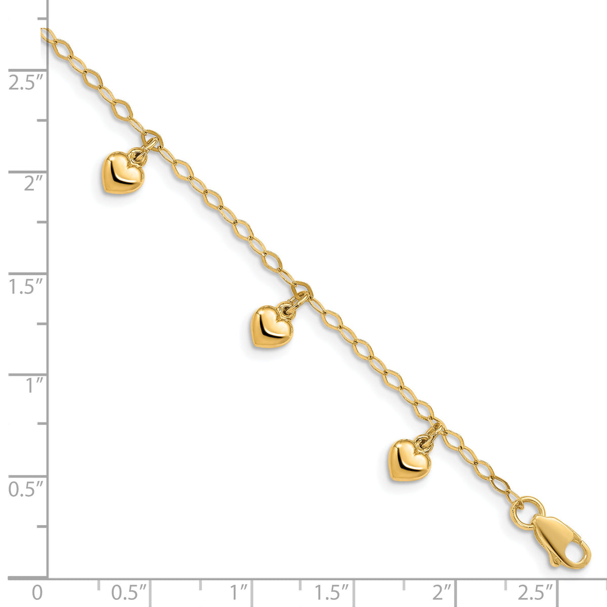 14K Child's Puffed Heart Charm Bracelet-BID83-6
