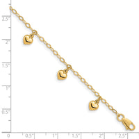 14K Child's Puffed Heart Charm Bracelet-BID83-6