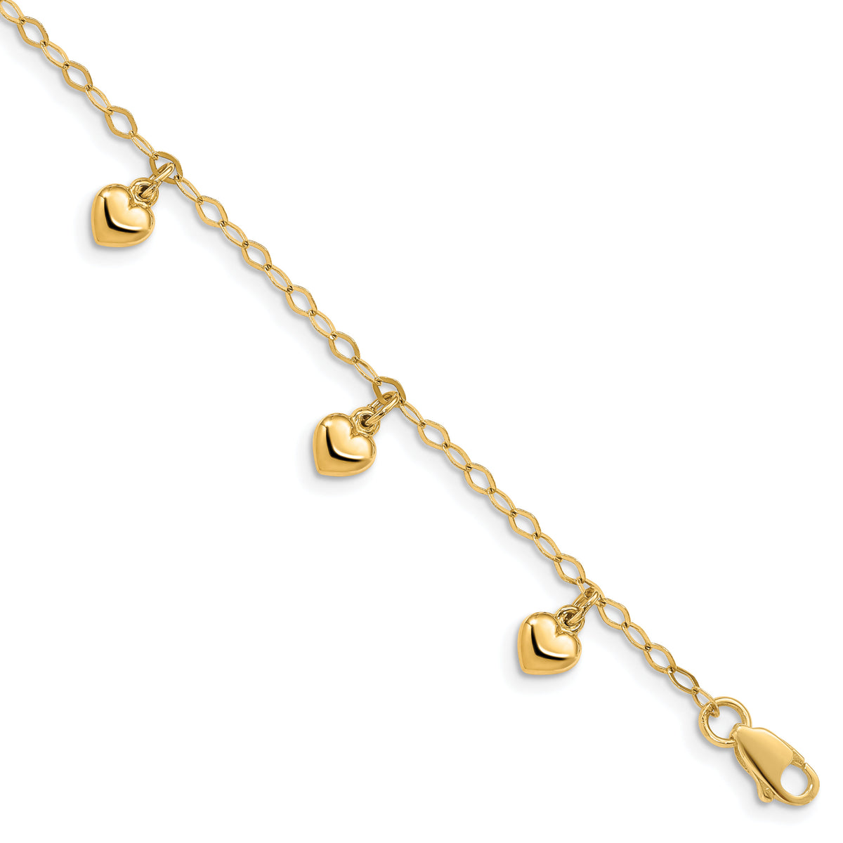 14K Child's Puffed Heart Charm Bracelet-BID83-6