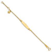 14k Polished w/ Dangling Heart w/.5in ext. Baby ID Bracelet-BID87-4.5