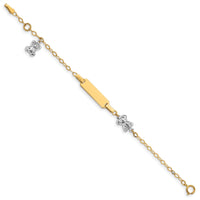 14k Two-tone Children's Polished Teddy Bearw/.5in ext. ID Bracelet-BID89-5.5