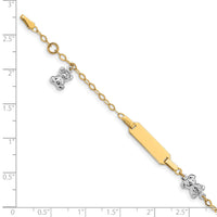 14k Two-tone Children's Polished Teddy Bearw/.5in ext. ID Bracelet-BID89-5.5