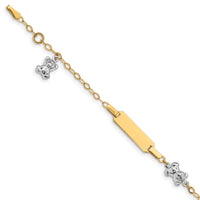 14k Two-tone Children's Polished Teddy Bearw/.5in ext. ID Bracelet-BID89-5.5