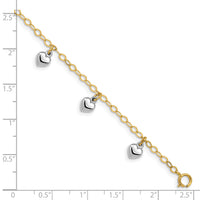 14k Two-tone Polished Dangle Heart Baby Bracelet-BID90-5.5