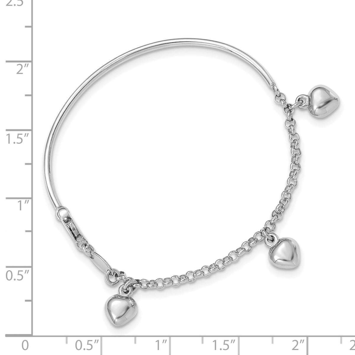 14k White Gold Polished Dangle Heart Baby Bracelet-BID91-6