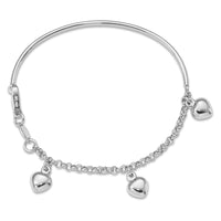 14k White Gold Polished Dangle Heart Baby Bracelet-BID91-6