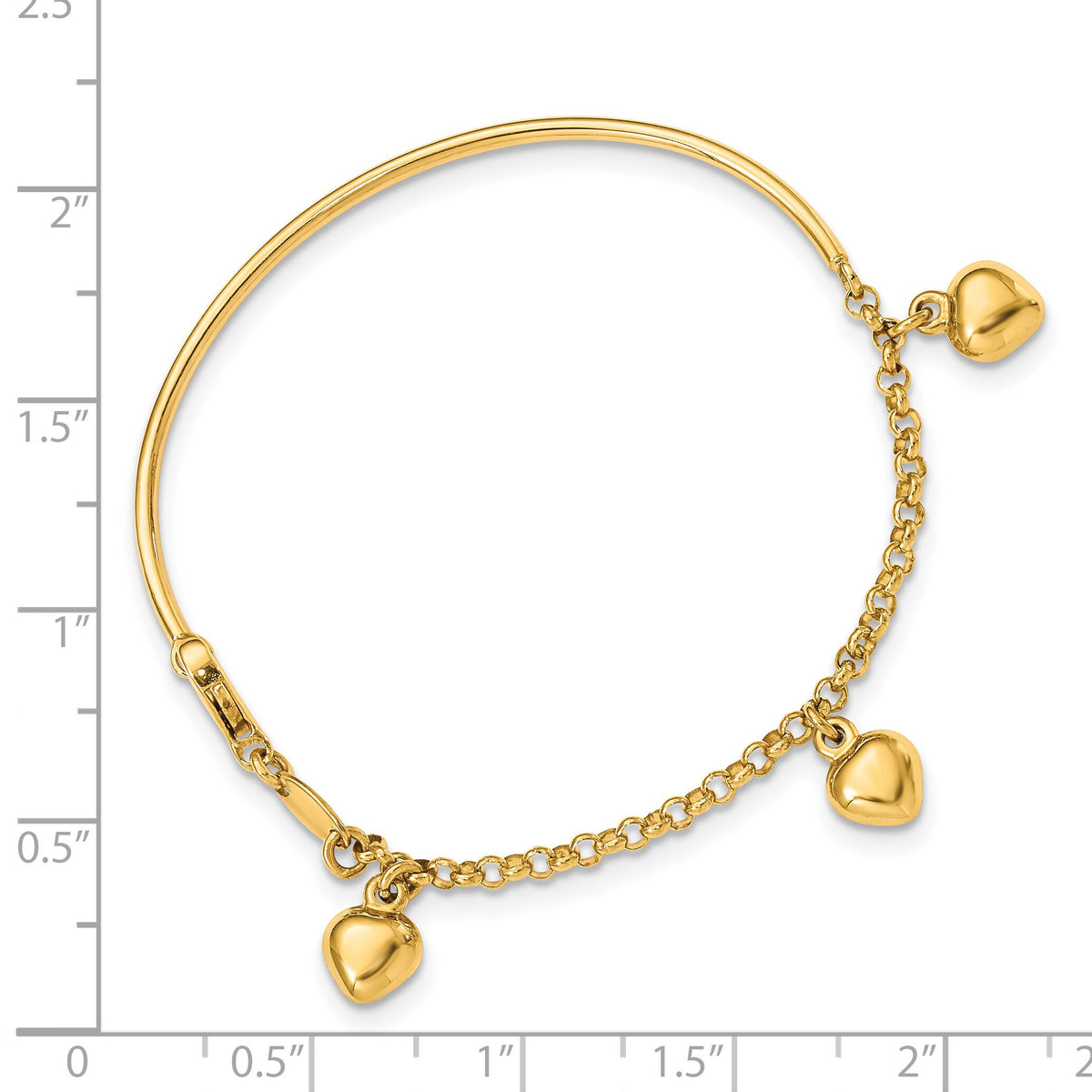 14k Polished Dangle Heart Baby Bracelet-BID92-6