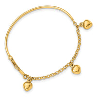 14k Polished Dangle Heart Baby Bracelet-BID92-6