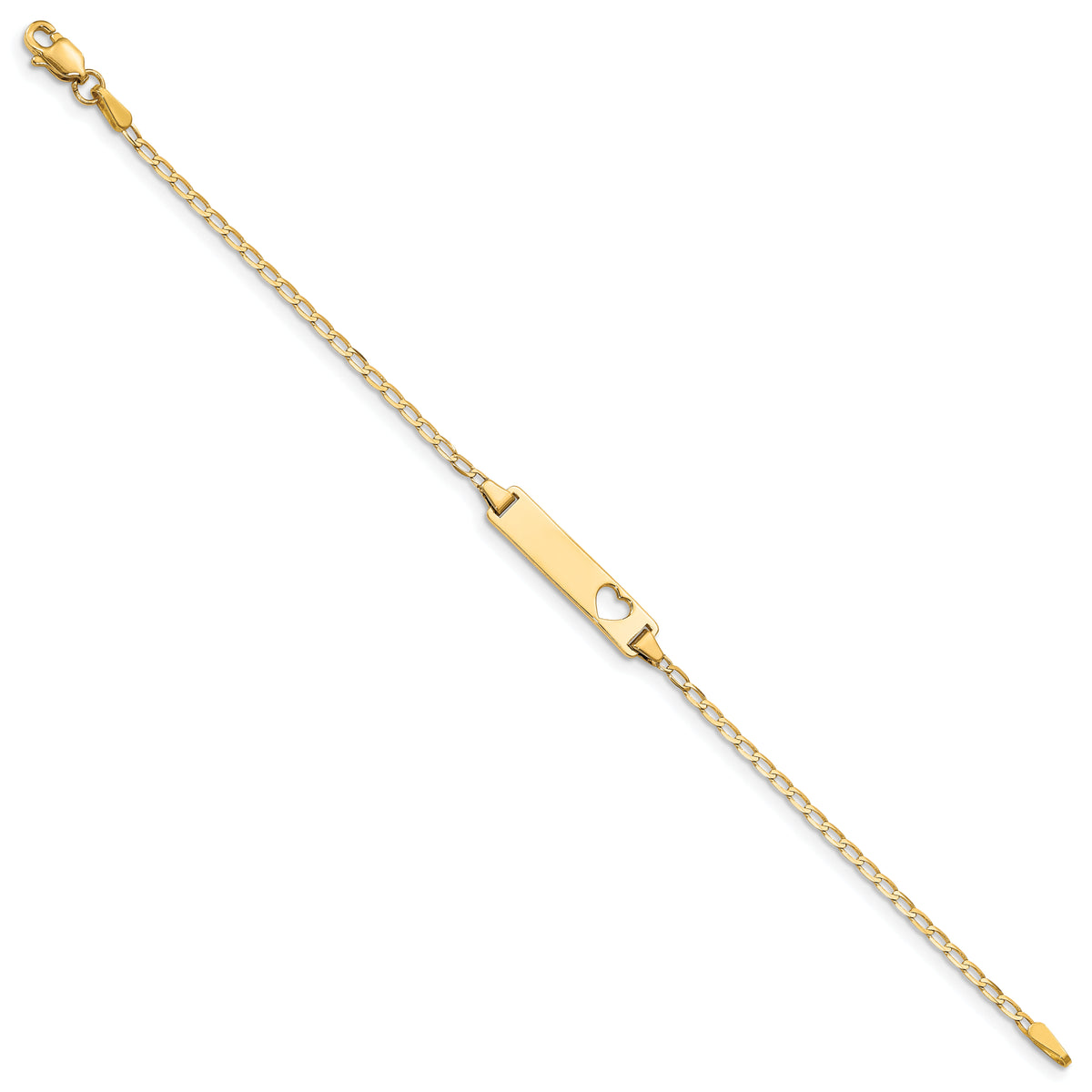 14k Cut-out Heart Flat Curb Link ID Bracelet-BID97-6