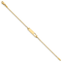 14k Cut-out Heart Flat Curb Link ID Bracelet-BID97-6