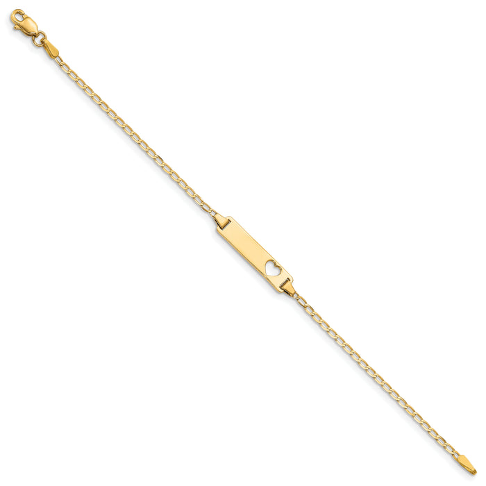 14k Cut-out Heart Flat Curb Link ID Bracelet-BID97-6