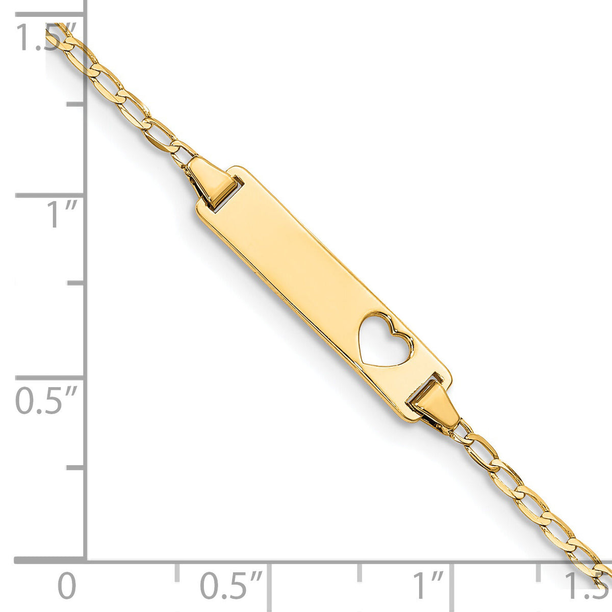 14k Cut-out Heart Flat Curb Link ID Bracelet-BID97-6