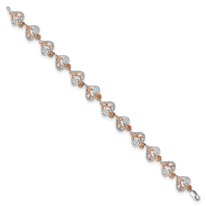 14K White and Rose Gold Diamond Quinceanera Heart Bracelet-BM10165-034-WRAA
