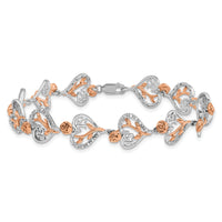 14K White and Rose Gold Diamond Quinceanera Heart Bracelet-BM10165-034-WRAA