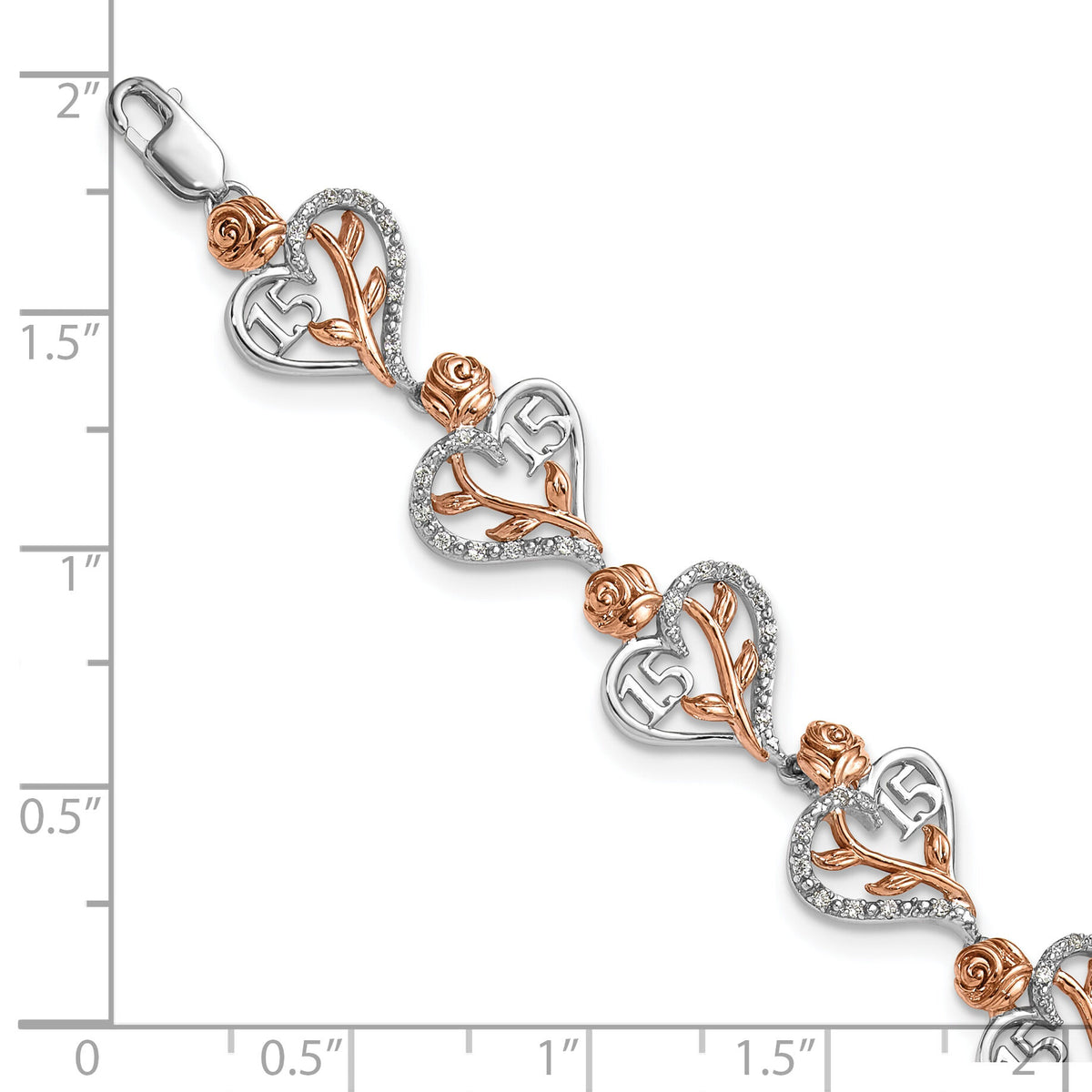 14K White and Rose Gold Diamond Quinceanera Heart Bracelet-BM10165-034-WRAA