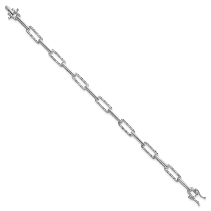 14K White Gold Polished Diamond Paperclip Link Bracelet-BM10272-140-WAA