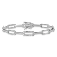 14K White Gold Polished Diamond Paperclip Link Bracelet-BM10272-140-WAA