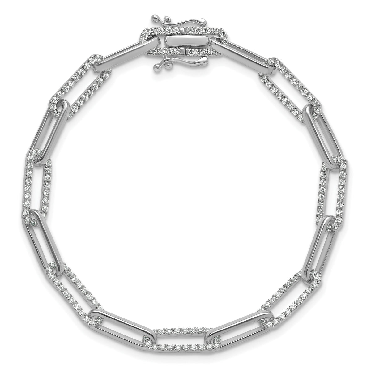 14K White Gold Polished Diamond Paperclip Link Bracelet-BM10272-140-WAA