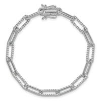 14K White Gold Polished Diamond Paperclip Link Bracelet-BM10272-140-WAA