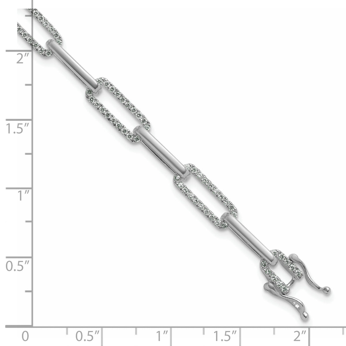14K White Gold Polished Diamond Paperclip Link Bracelet-BM10272-140-WAA