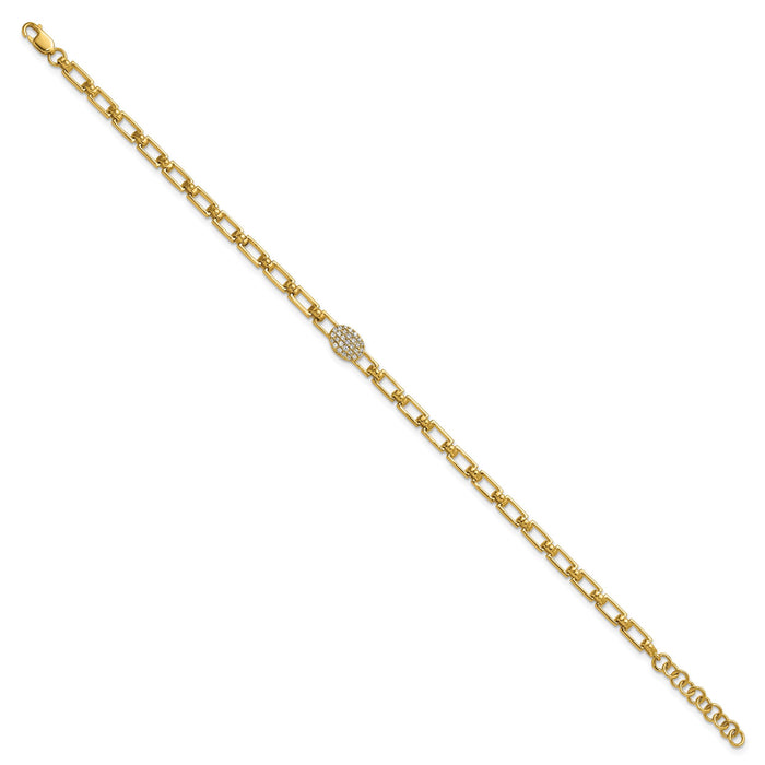14K Polished Diamond Oval Cluster Fancy Link with 1in ext. Bracelet-BM10276-014-YAA