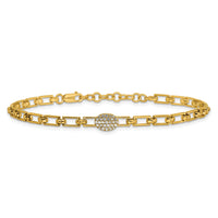 14K Polished Diamond Oval Cluster Fancy Link with 1in ext. Bracelet-BM10276-014-YAA