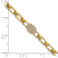 14K Polished Diamond Oval Cluster Fancy Link with 1in ext. Bracelet-BM10276-014-YAA