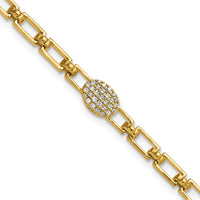 14K Polished Diamond Oval Cluster Fancy Link with 1in ext. Bracelet-BM10276-014-YAA