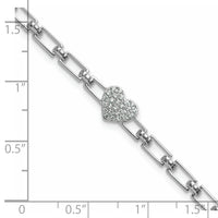 14K White Gold Polished Diamond Heart Cluster Fancy Link with 1in ext. Brac-BM10278-016-WAA