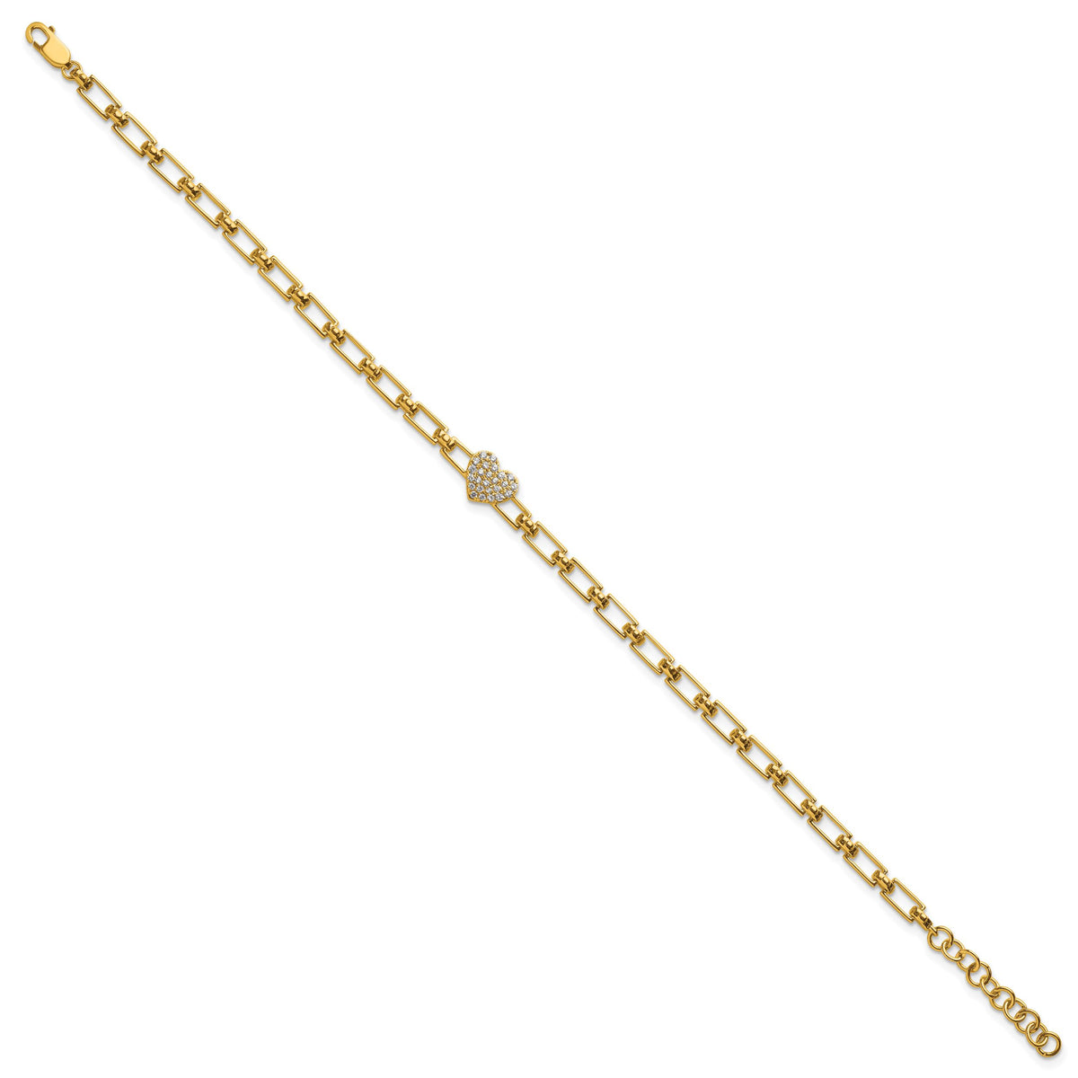 14K Polished Diamond Heart Cluster Fancy Link with 1in ext. Bracelet-BM10278-016-YAA