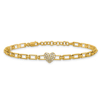 14K Polished Diamond Heart Cluster Fancy Link with 1in ext. Bracelet-BM10278-016-YAA