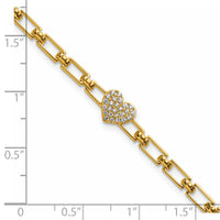 14K Polished Diamond Heart Cluster Fancy Link with 1in ext. Bracelet-BM10278-016-YAA