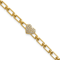 14K Polished Diamond Heart Cluster Fancy Link with 1in ext. Bracelet-BM10278-016-YAA