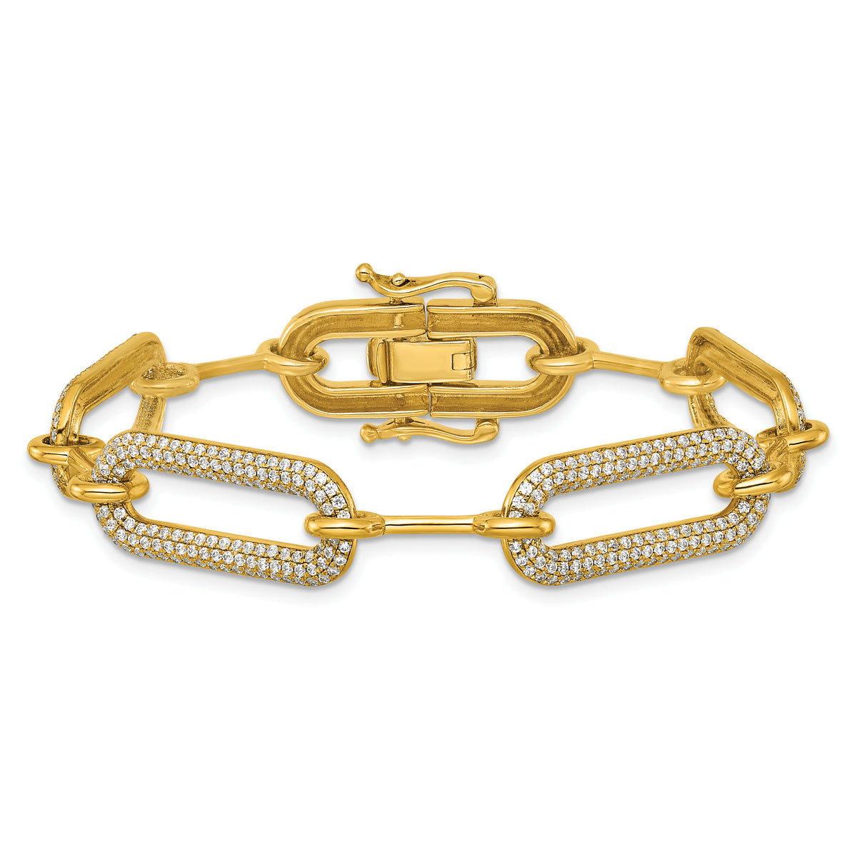 14K Polished Diamond Paperclip Link Bracelet-BM10280-327-YAA