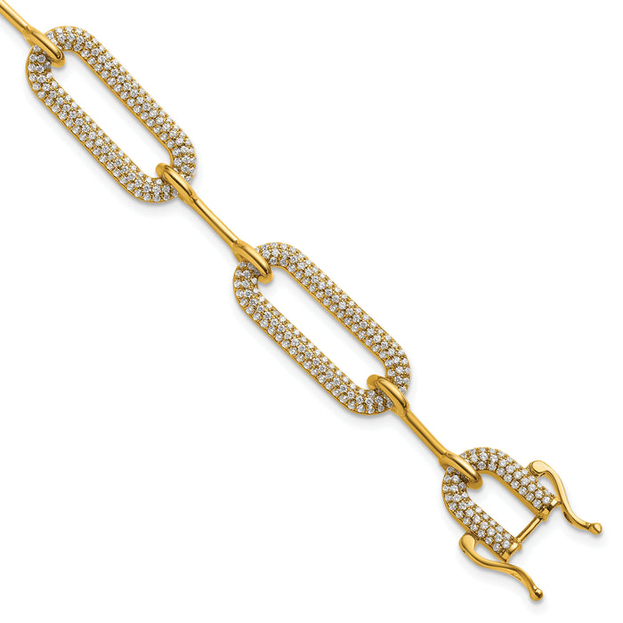 14K Polished Diamond Paperclip Link Bracelet-BM10280-327-YAA