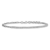 14K White Gold Polished Diamond Fancy Link with 1in ext. Bracelet-BM10282-073-WAA