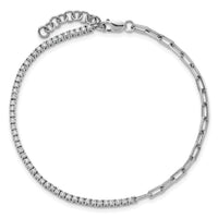 14K White Gold Polished Diamond Fancy Link with 1in ext. Bracelet-BM10282-073-WAA