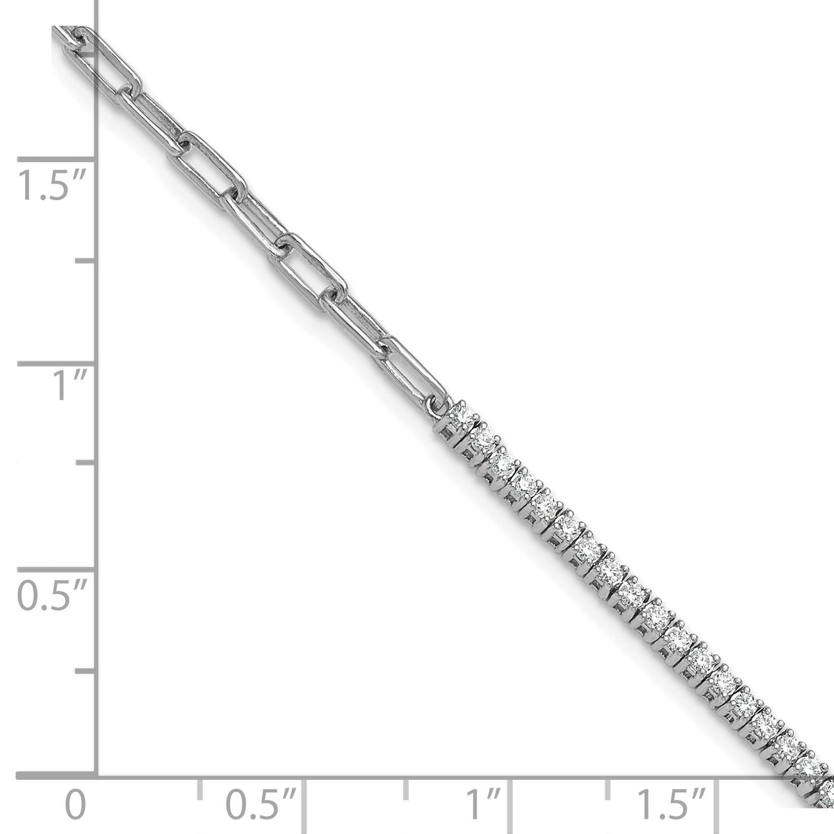 14K White Gold Polished Diamond Fancy Link with 1in ext. Bracelet-BM10282-073-WAA
