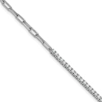 14K White Gold Polished Diamond Fancy Link with 1in ext. Bracelet-BM10282-073-WAA